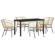 Set da Pranzo per Giardino 5 pz | Set Salotto da Giardino Marrone polyrattan