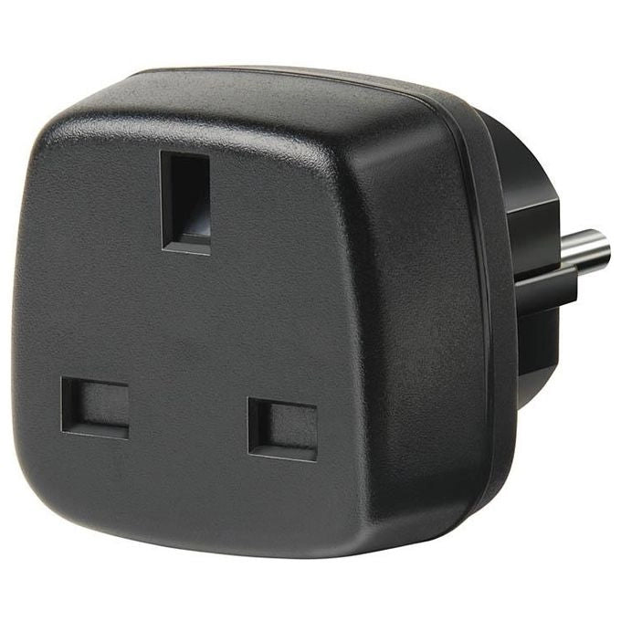 Brennenstuhl 1508530 Adattatore da Viaggio Spina Tipo G GB verso Tipo E F 13A 250V protezione contatti colore Nero