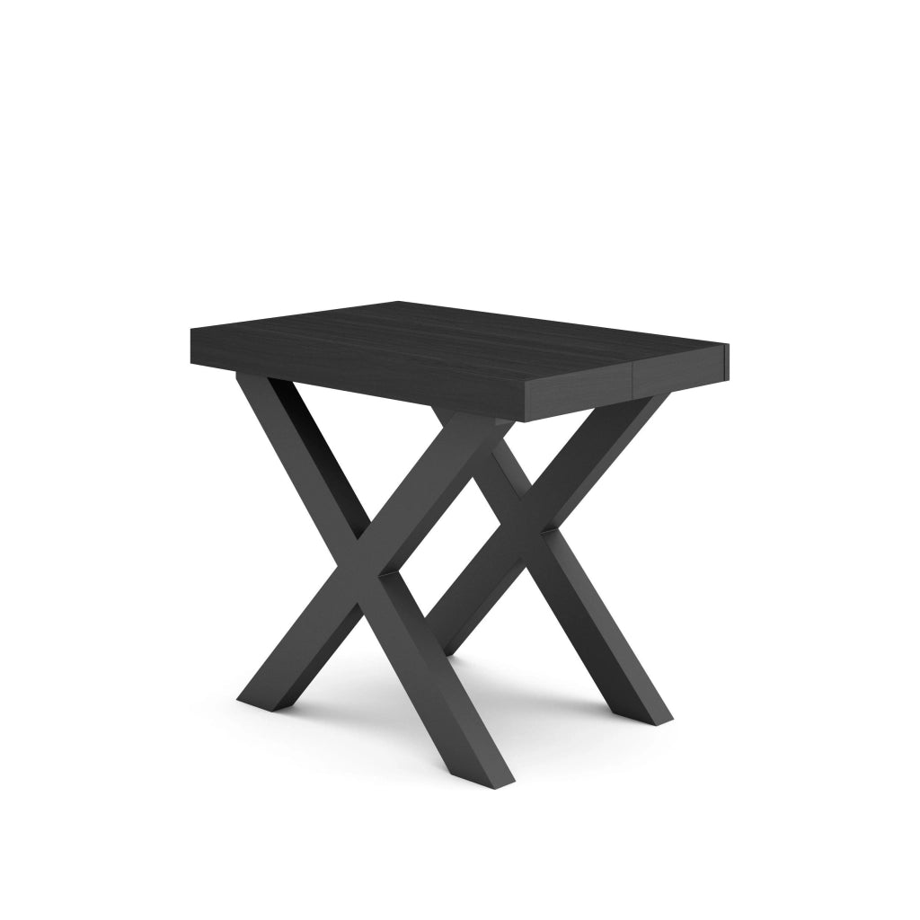 Consolle allungabile, 58 fino 262x90x73cm, Per 12 persone, Gambe in legno, Nero RF2806