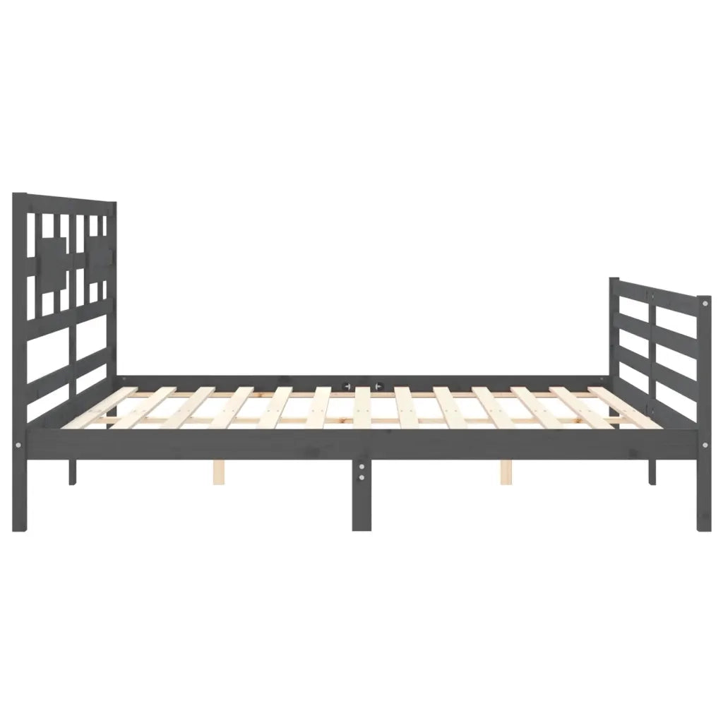 Giroletto con Testiera Grigio 200x200 cm in Legno Massello 3194463