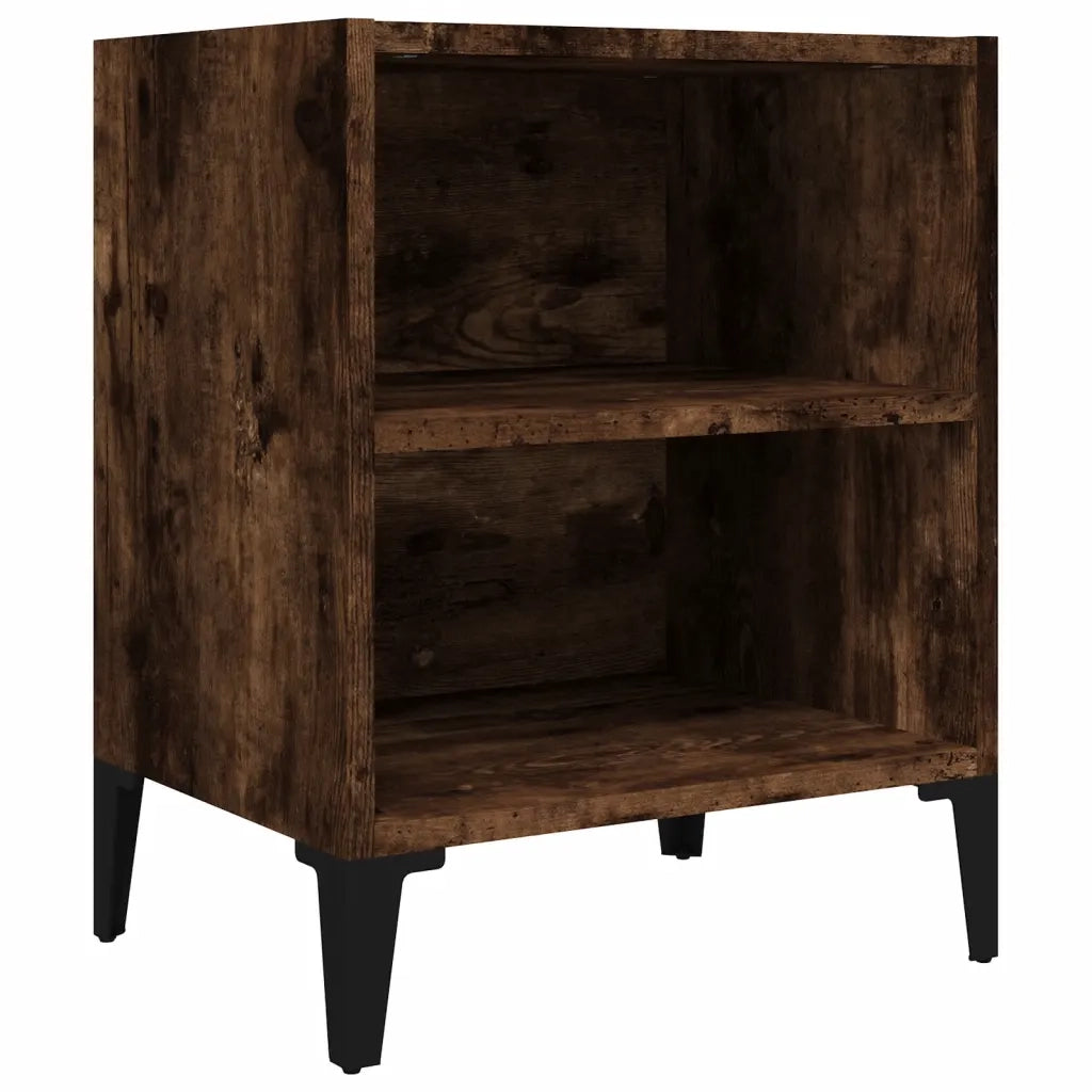 Comodino con Gambe in Metallo Rovere Fumo 40x30x50 cm cod mxl 30180