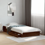 Giroletto Cassetti-Struttura Letto con contenitore Rovere Marrone 75x190 cm Legno Multistrato 639034