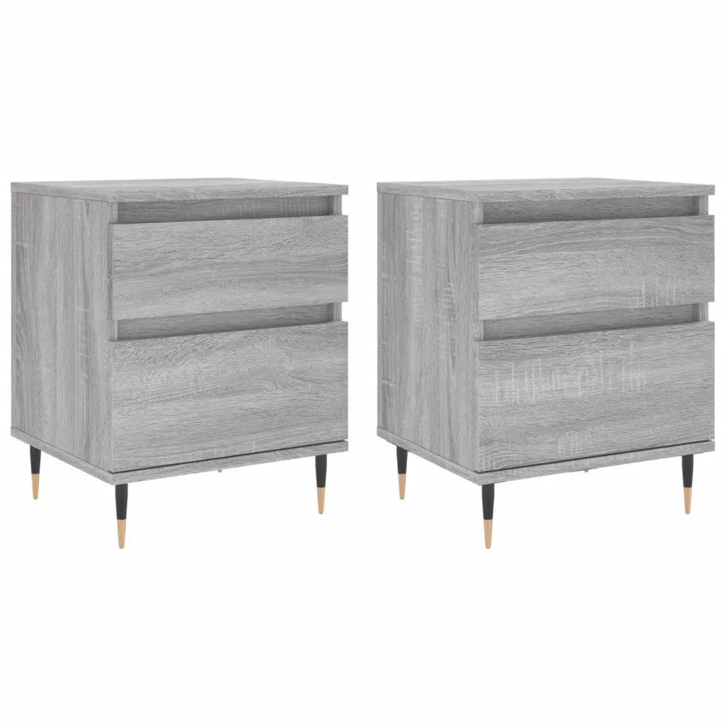 Set di 2 Comodini | Armadio da Notte | Mobiletto da notte Grigio Sonoma 40x35x50 cm in Legno Multistrato