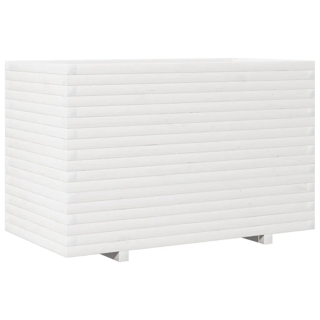 Fioriera da Giardino Bianca 110x60x72 cm Legno Massello di Pino 3282650