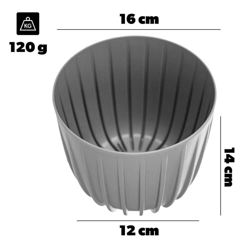 KADAX Vaso da fiori, coprivaso rotondo in plastica da 16 cm, supporto per fiori grigio