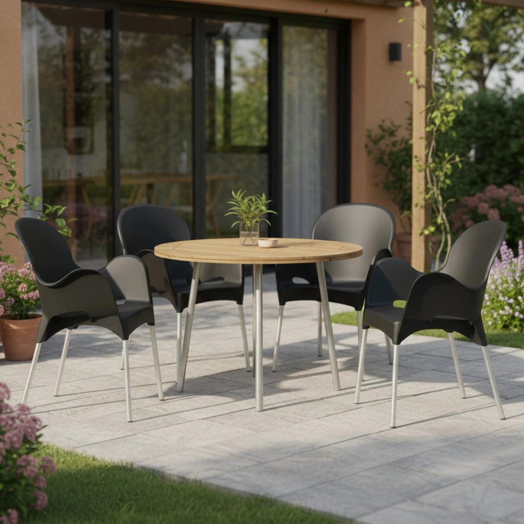 Raimund, Sedia da Esterno 4 Sedie Made in Italy, Nero Antracite