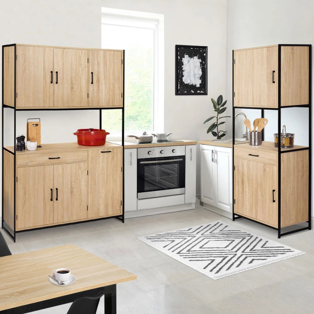Credenza da cucina 60 CM DETROIT mobile di design industriale a 2 ante + cassetto