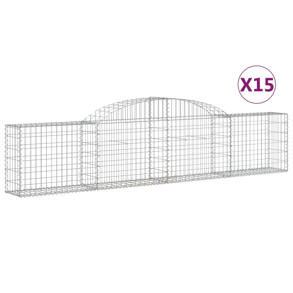 Cesti Gabbioni ad Arco 15 pz 300x30x60/80 cm Ferro Zincato 3146497