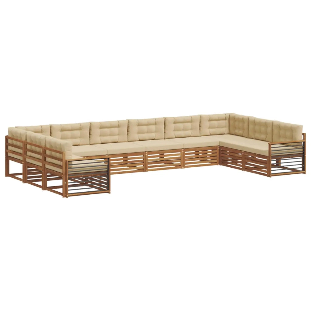 Set divani 10 pcs Naturale e Beige Legno di Acacia Massello 3374223