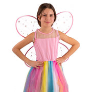Trade Shop - Ali Di Farfalla Rosa Con Decorazioni Gemme Cm. 58x52 Articolo Feste Carnevale -