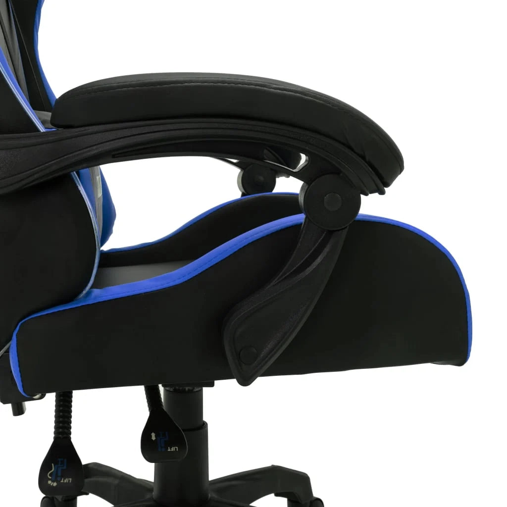Sedia girevole da ufficio/studio per computer videogiochi con illuminazione LED RGB e similpelle blu 02_0024201