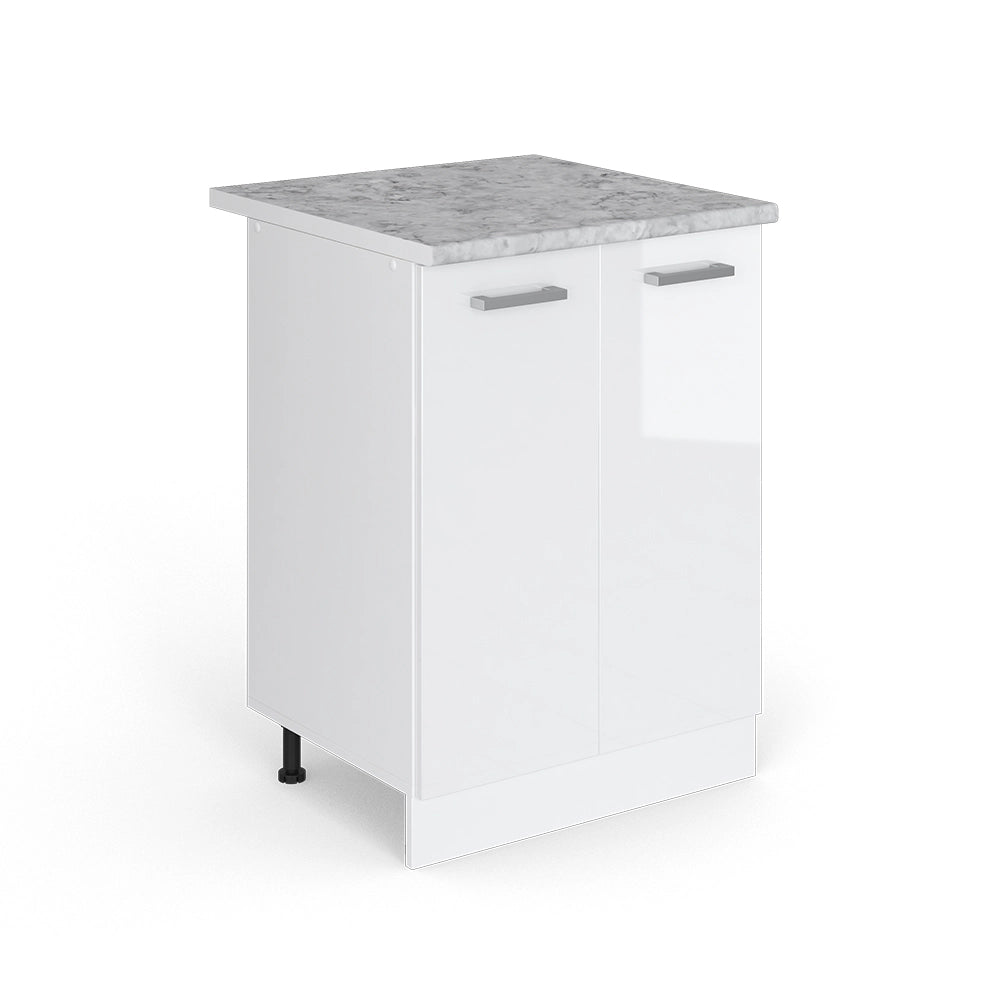 Vicco Base universale Bianco lucido 60 cm con ante, con piano di lavoro