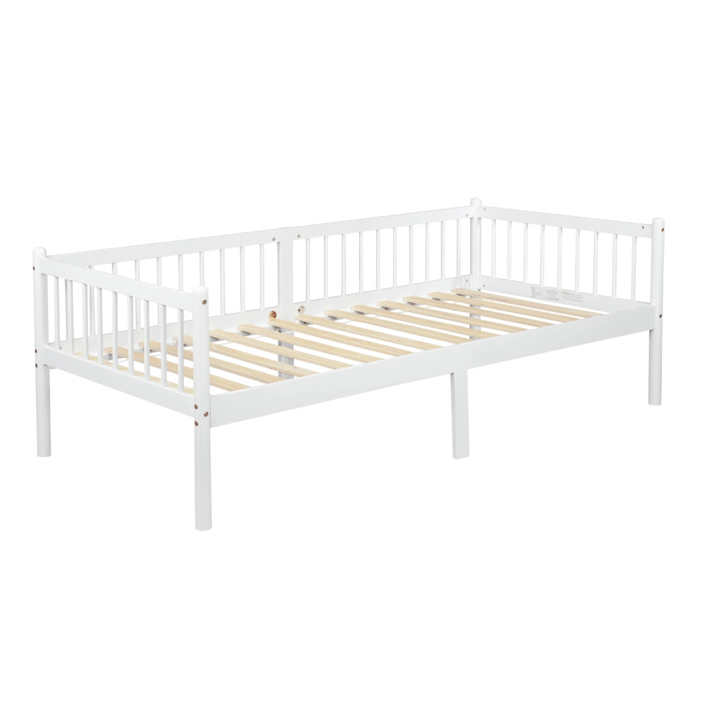 Letto a giorno 90x200 cm con sponde a 3 lati in legno di pino bianco