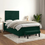 Giroletto a Molle con Materasso Verde Scuro 120x200 cm Velluto 3137716