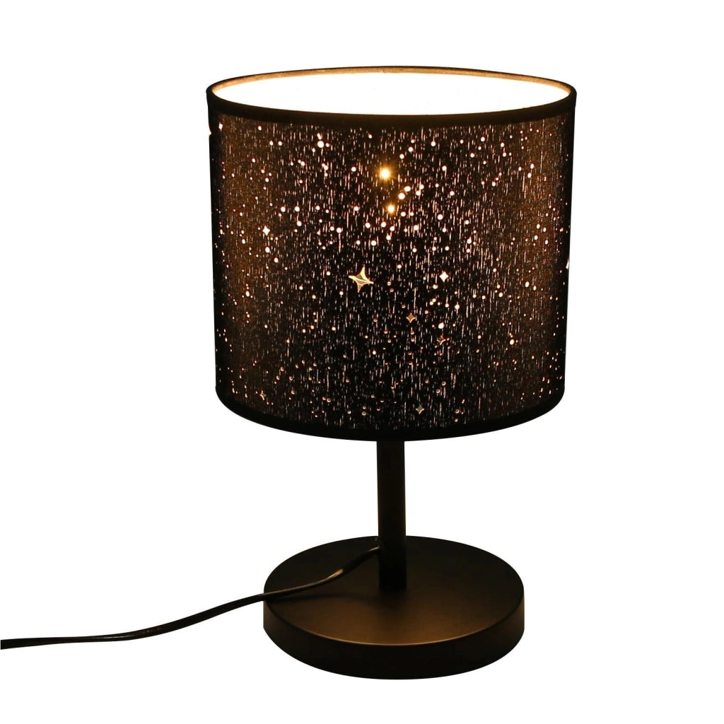 ZMH Lampada da tavolo tessuto cottage vintage nero oro stella E27 per camera letto hotel bar