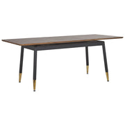 Tavolo da Pranzo Allungabile Piano in Legno Scuro e Gambe in Metallo Nero 160/200 cm