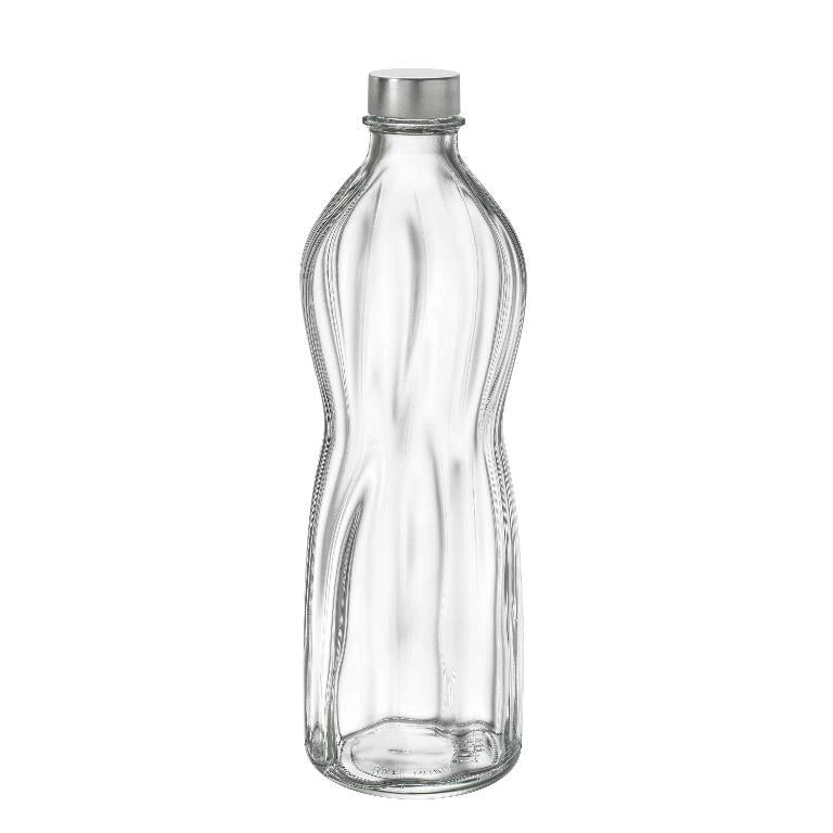1 Pezzo Bottiglia Aqua in Vetro Trasparente con Tappo 1 Litro Bormioli Rocco