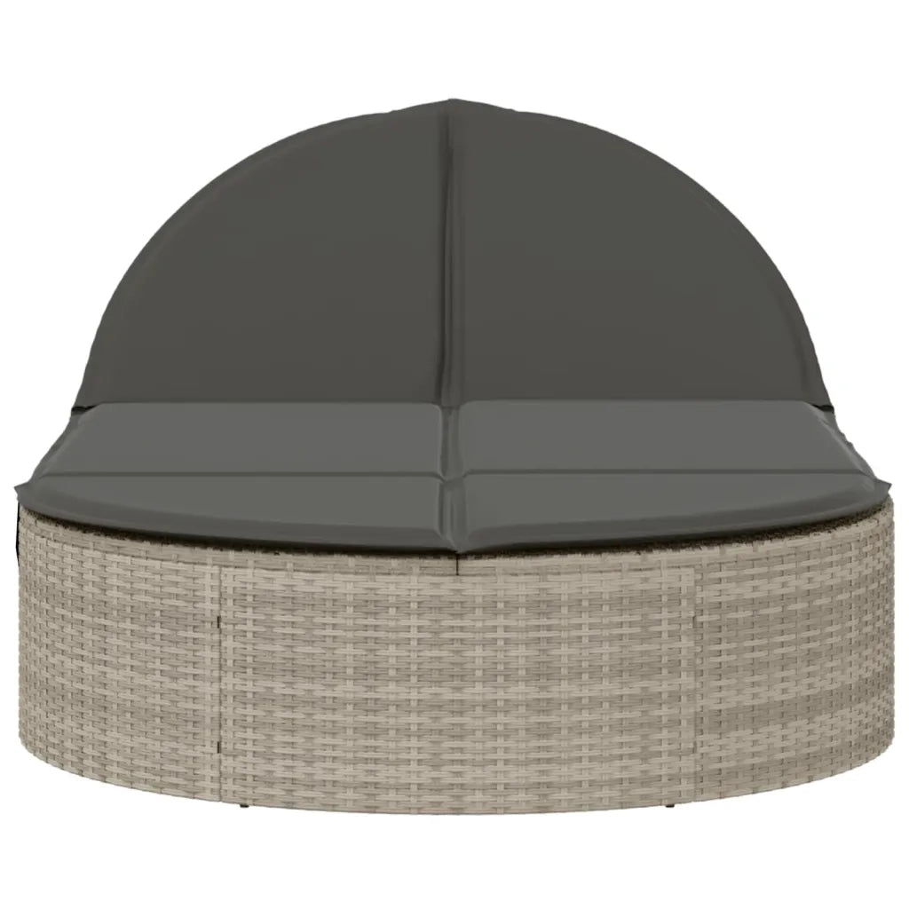 Lettino Prendisole | Sdraio da giardino | Lettino da sole Doppio con Cuscini Grigio Chiaro Polyrattan
