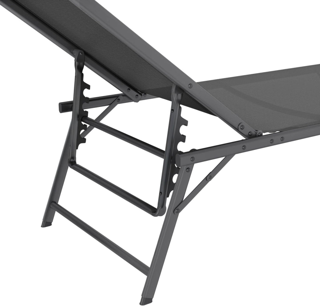 Set di 2 lettini da Giardino reclinabili Kailua in Acciaio Grigio Antracite e Tessuto Grigio