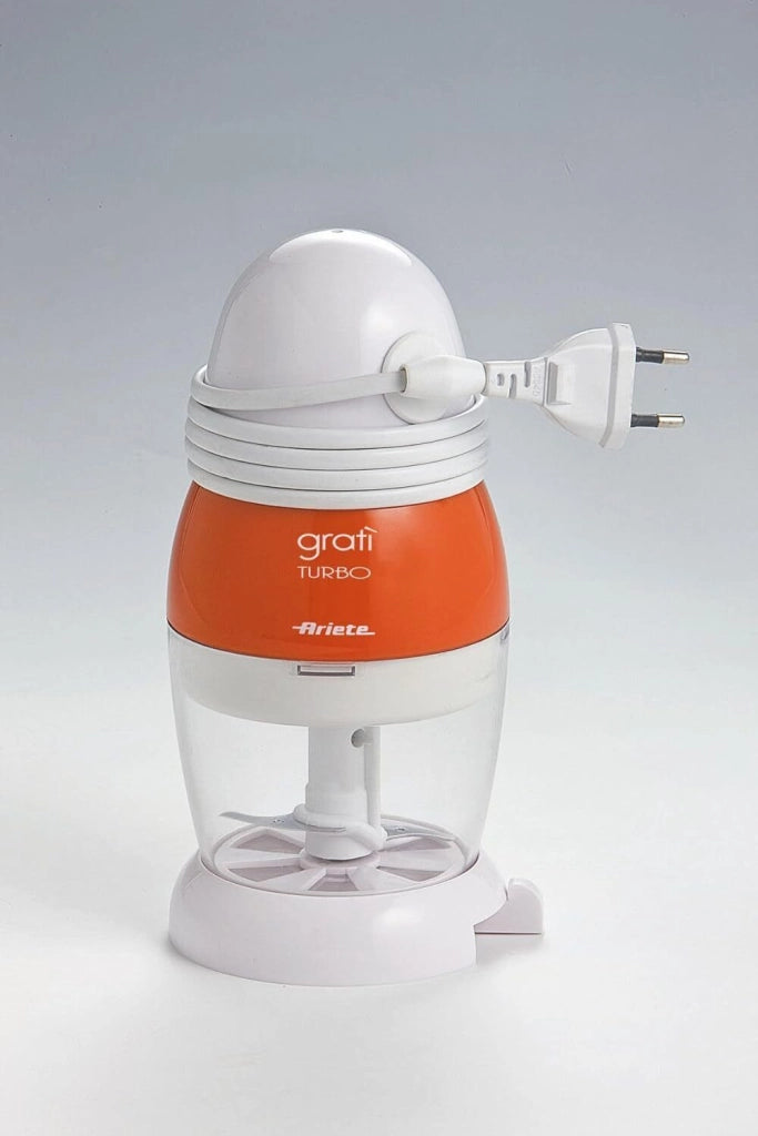 Ariete 439 Gratì Turbo Grattugia Elettrica 200W Lama Inox Coperchio Salvafreschezza colore Bianco Arancione