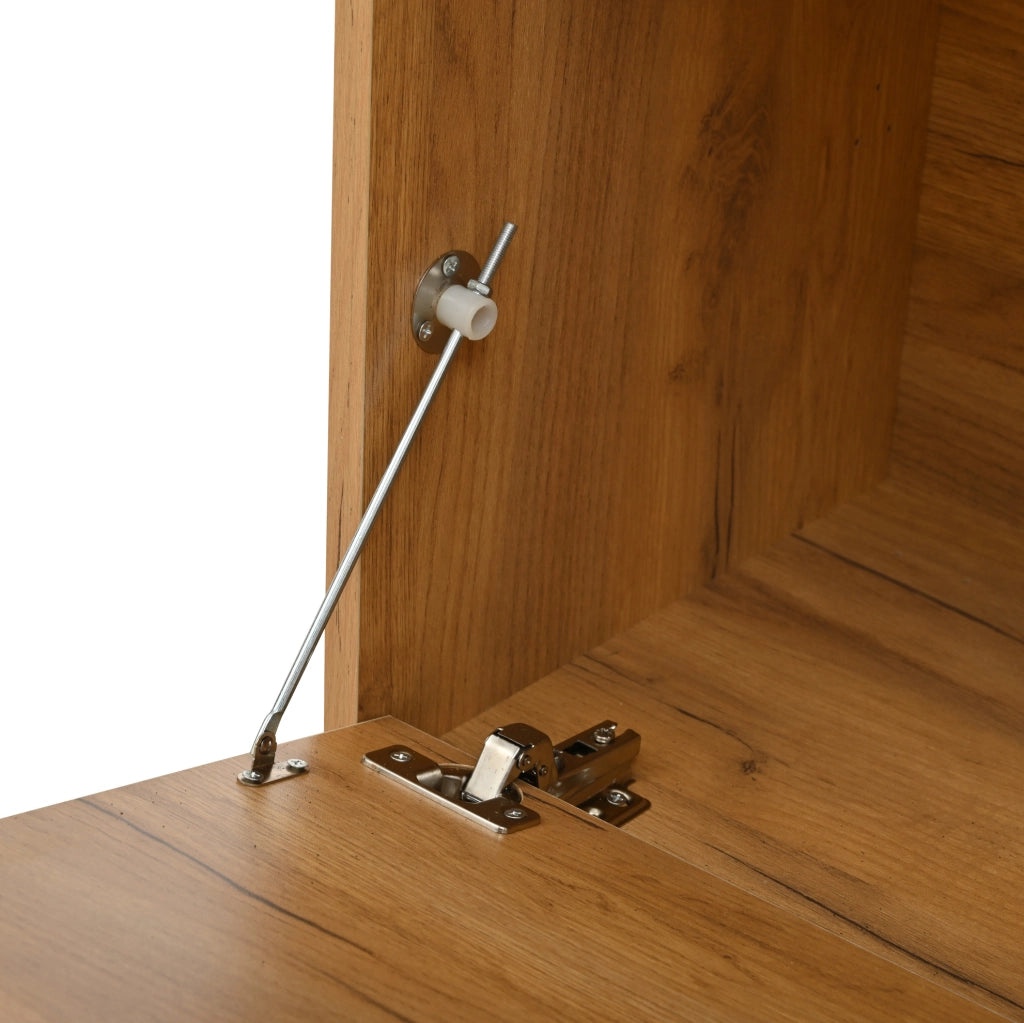 Mobile ingresso 6 in 1 100 x 33 x 190 cm con specchio; appendiabiti e vani; colore legno naturale