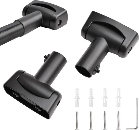 Beugel per douchegordijn con gomito singolo rotante installazione facile barra per tenda da bagno resistentissima rotazione 180° con viti 22 mm nero