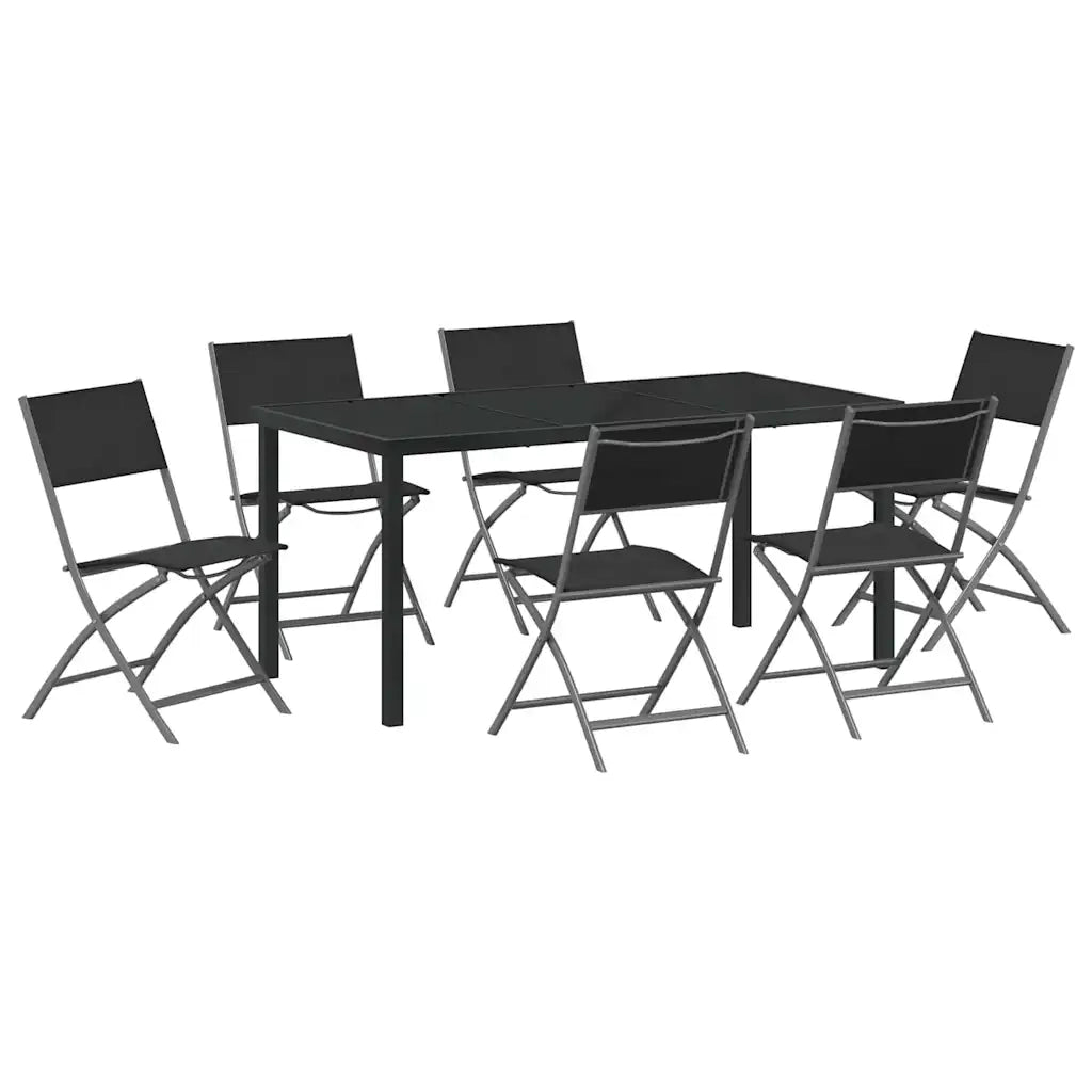 Set da Pranzo per Giardino 7 pz | Set Salotto da Giardino Nero
