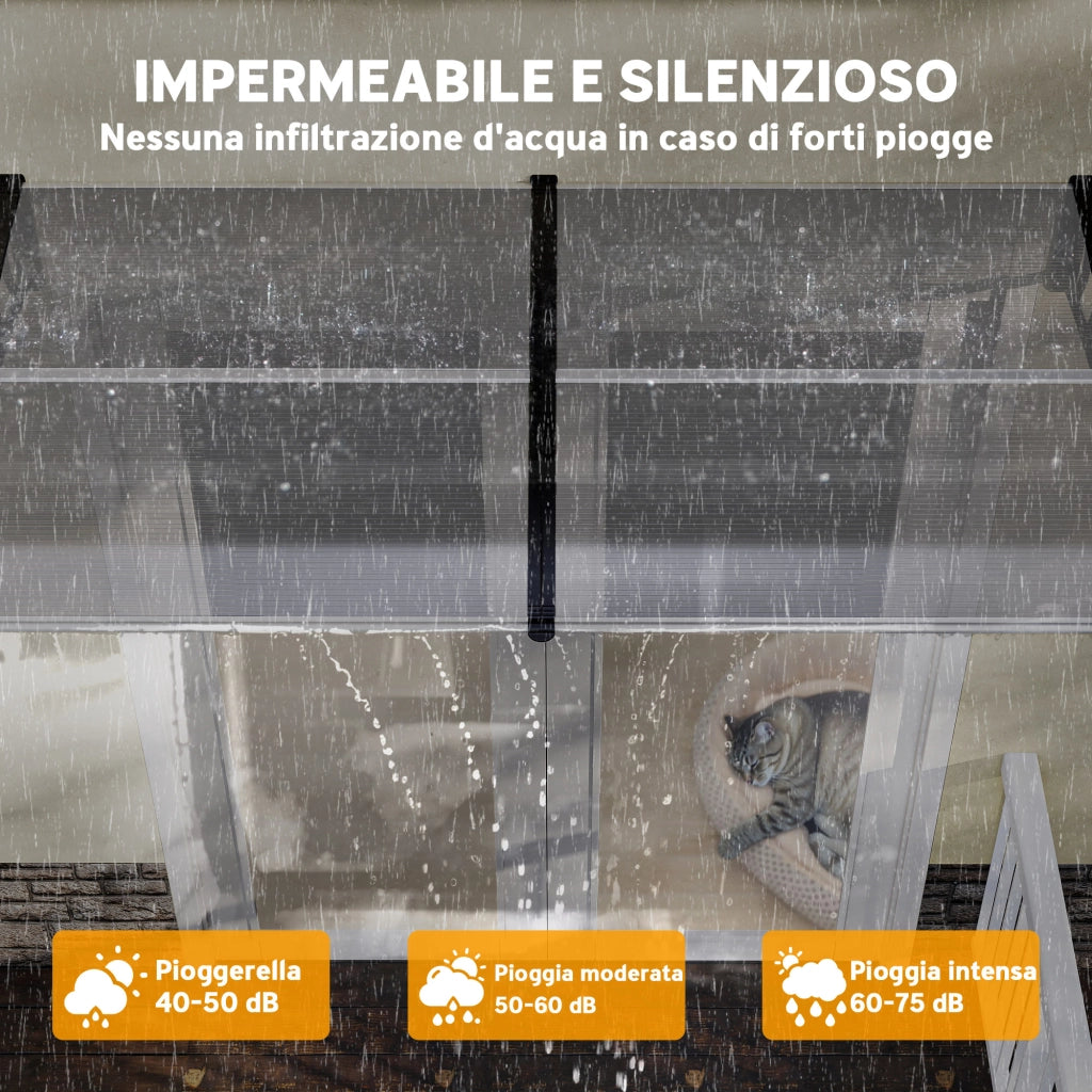Tettoia in Policarbonato e Alluminio ¨C zephmum ¨C Grigio 200x96x27 cm