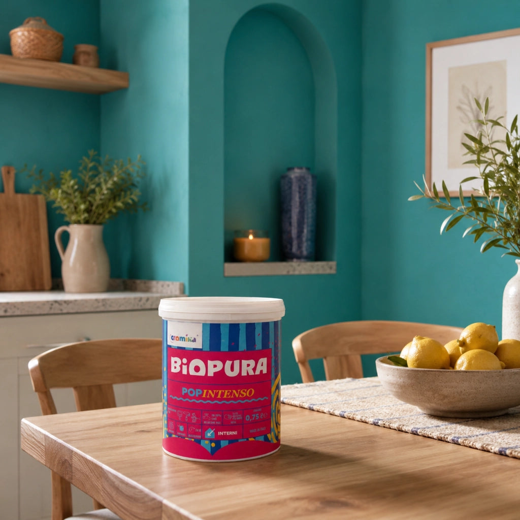 Popintenso palestra e decori interni pittura murale lavabile e coprente cromika *** formato 0,750 lt, colore- azzurro...