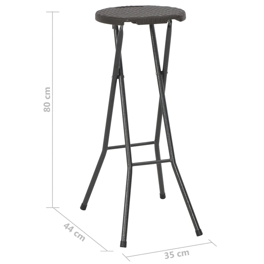 Sgabelli da Bar Pieghevoli 2 pz HDPE e Acciaio Marroni Rattan 44559