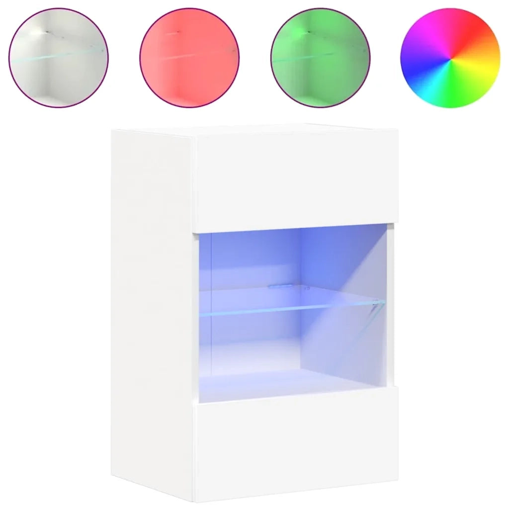Mobili da parete con luci LED per TV 2pz-Set di 2 Credenza per TV Bianchi 40x30x60,5 cm