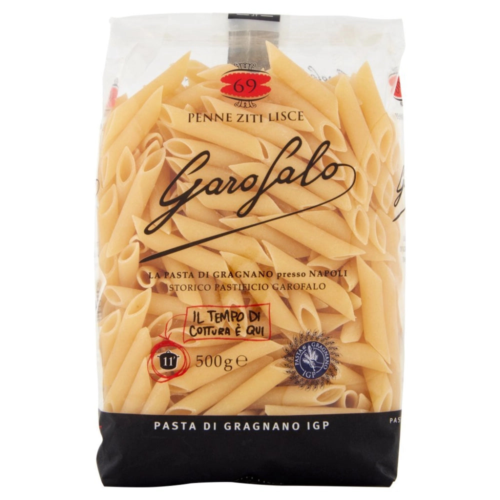 Pastificio garofalo penne ziti lisce n.69 pasta trafilata al bronzo 500 grammi