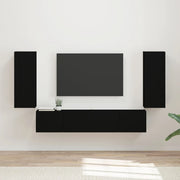 Set di Mobiletto da TV a Parete 4 pcs Nero Legno multistrato