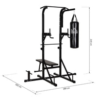 Postazione Multiuso con Panca e Sacco Boxe   Nera