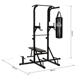 Postazione Multiuso con Panca e Sacco Boxe   Nera