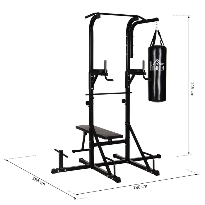 Postazione Multiuso con Panca e Sacco Boxe   Nera