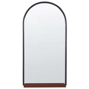 Specchio da parete con mensola cornice in metallo nero-rame 40 x 67 cm forma ovale appeso design moderno