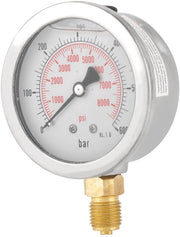 Manometro Acqua 0-600 Bar - Drukmeter per Compressore - Disegno Compattato - Leggibilità Chiara - Resistente ai Colpi