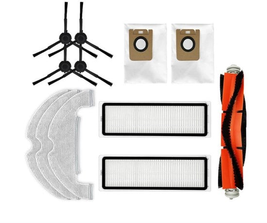 Accessori per robot aspirapolvere Dreame L10plus/Z10pro: pennello principale, set di pennelli laterali, filtro, spazzola, sacco aspirapolvere (1 pennello rotante, 4 pennelli laterali, 2 filtri, 3 stracci per spazzola, 2 sacchi aspirapolvere)