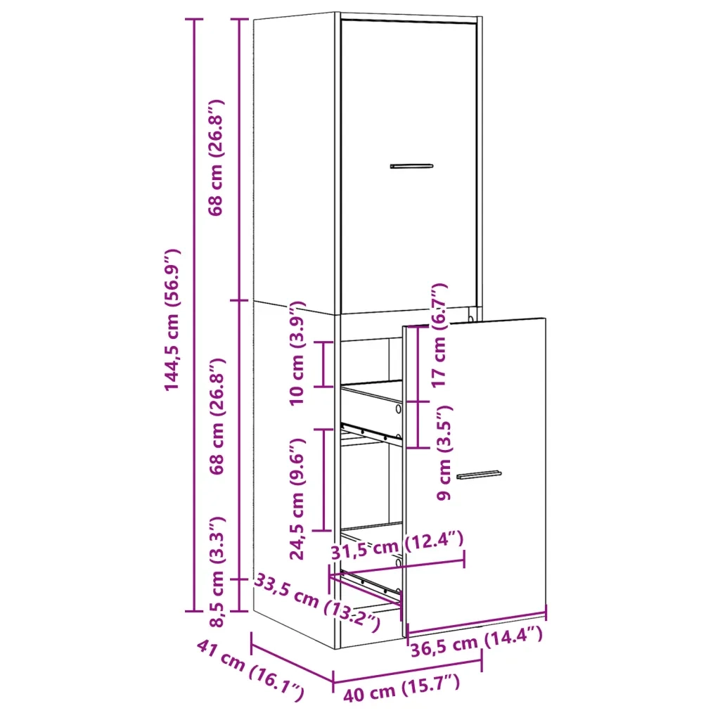 Armadietto da Farmacia Legno Vecchio 40x41x144,5 cm Truciolato