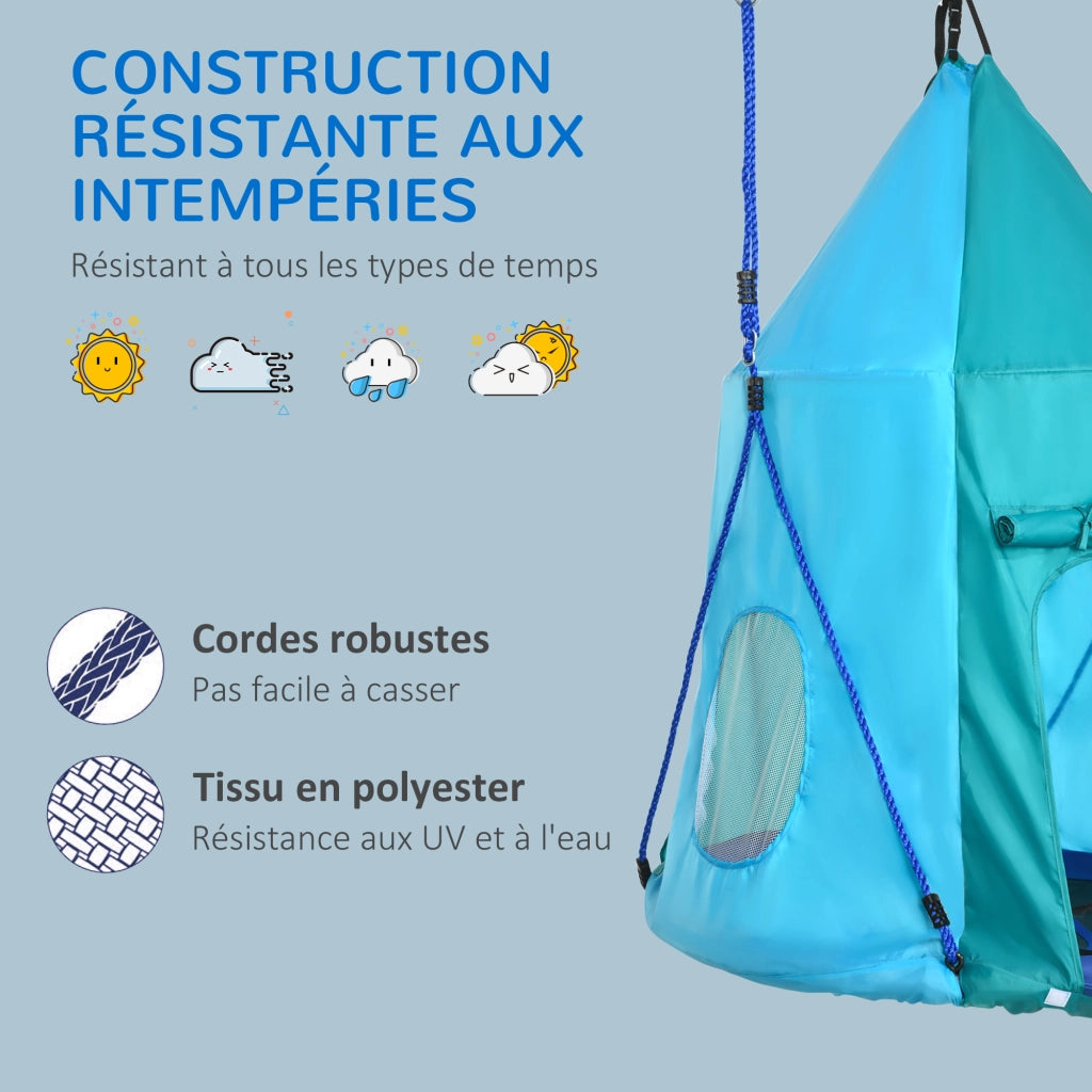 Altalena Nido d'Uccello con Tenda ¨C Zephmum ¨C Blu ?100cm 120-180cm
