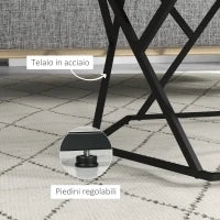 Tavolino da Salotto Moderno con Piano Effetto Marmo e Struttura in MDF e Acciaio, 81x70x51.2 cm, Nero