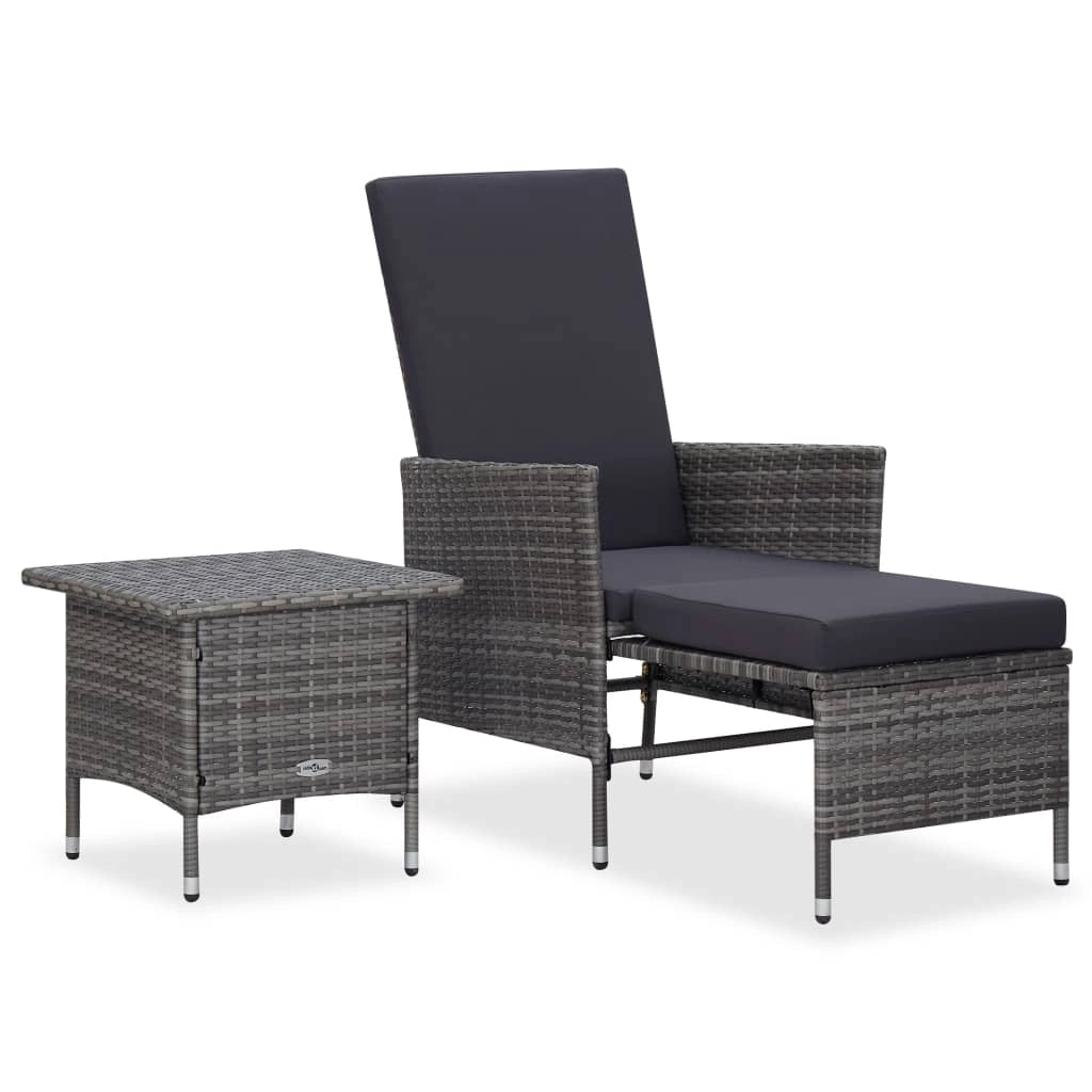 Set di mobili da giardino mobili da esterno set da 2 pezzi con cuscini resina intrecciata grigia 02_0015902