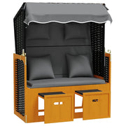 Strandkorb con Cuscino Polyrattan Legno Massello Nero Antracite CFW8470313