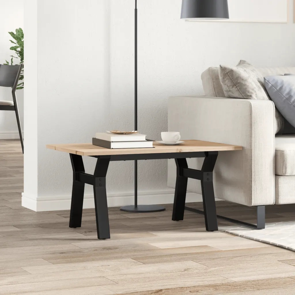 Tavolino da Salotto Telaio a Y 80x50x40 cm Legno Pino e Acciaio 3282706