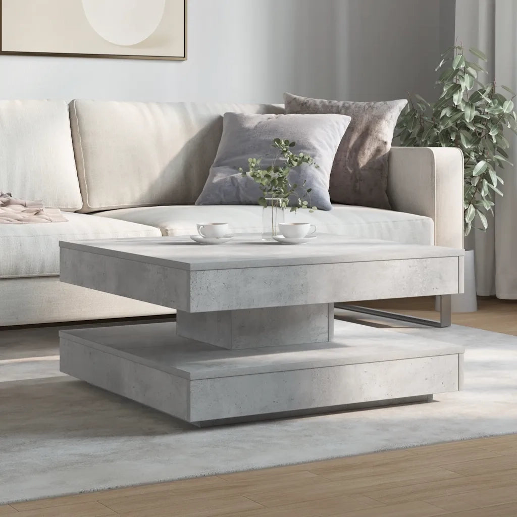 Tavolino da salotto | Tavolino da caff¨¨ | Tavolino da Soggiorno Girevole a 360 Gradi Grigio 70x70x34,5 cm