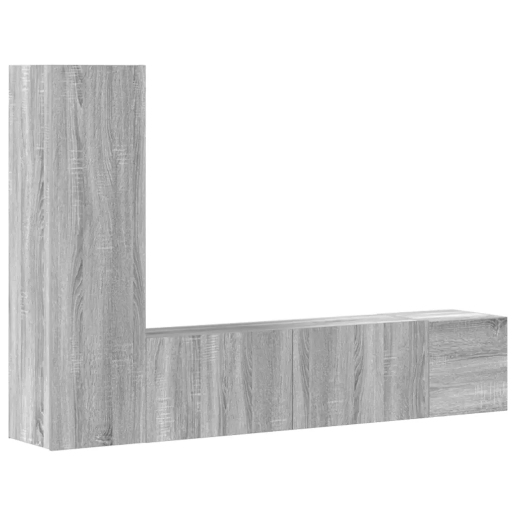 Set Mobili Porta TV 3 pz Grigio Sonoma in Legno Multistrato