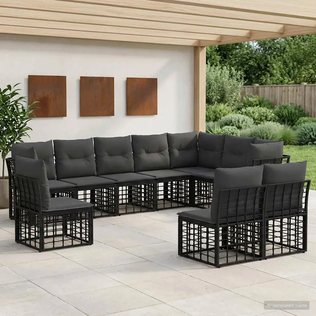 Set di divani da esterno Nero Poliestere 3437491