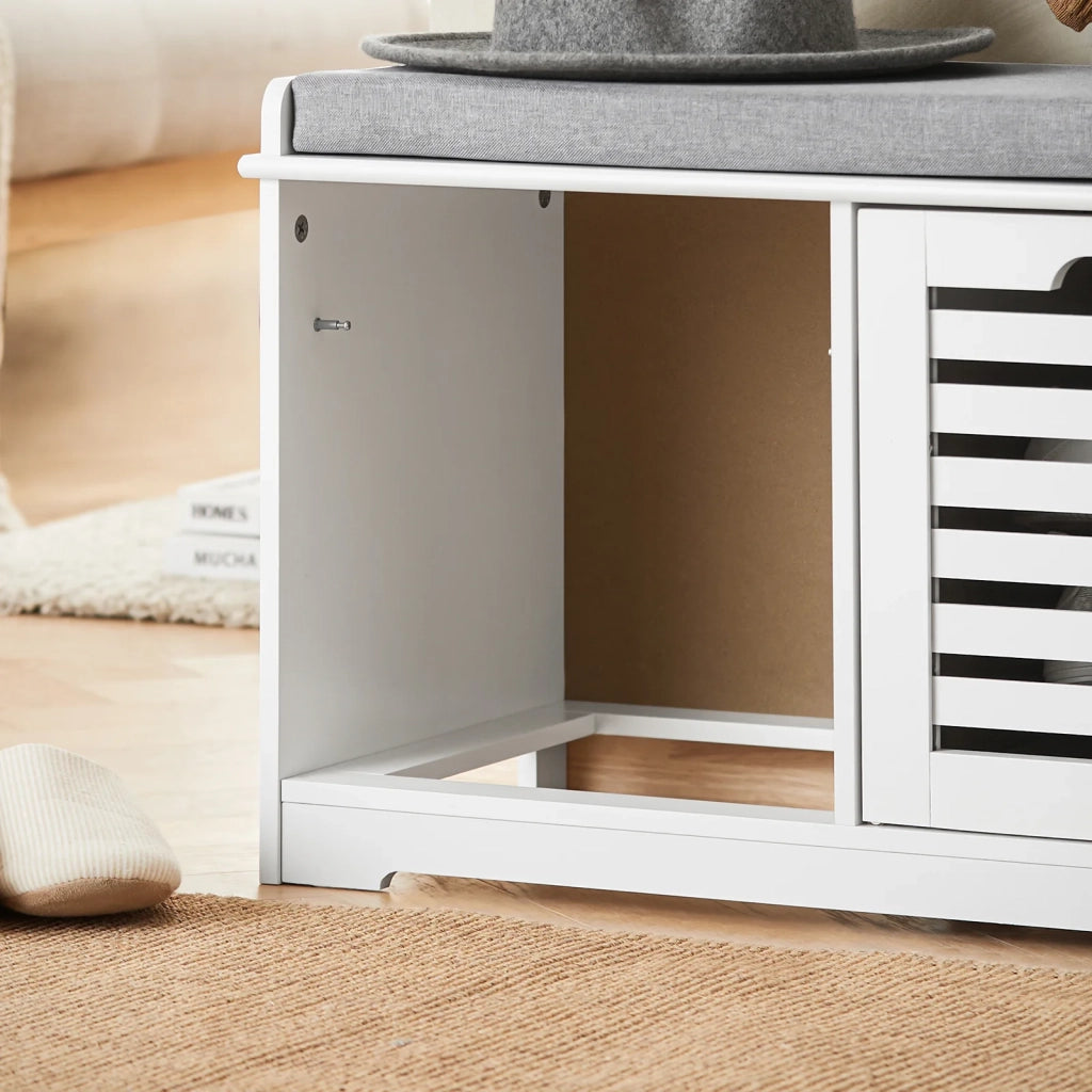 Scarpiera da ingresso Panchina con Cuscino e Cestini 2 Cestini Bianco FSR23-K-W