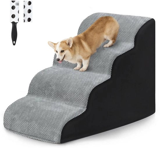 Trappola per cani 4-trappole per letto e divano, trappola per animali domestici con schiuma duratura alta densità e copertura lavabile e rotolo per eliminazione pelo, grigio e nero